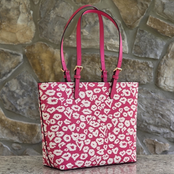 Michael Kors Jet Set Medium Pink & White Tote - Picture 3 of 9
